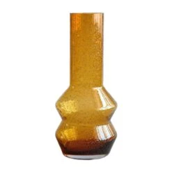 Bloemenvaas Amber Flakes Handgeblazen - H 32,5 X D 14 Cm