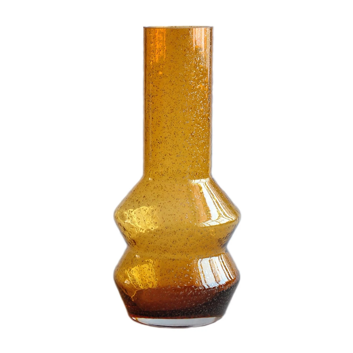 Bloemenvaas Amber Flakes Handgeblazen - H 32,5 X D 14 Cm