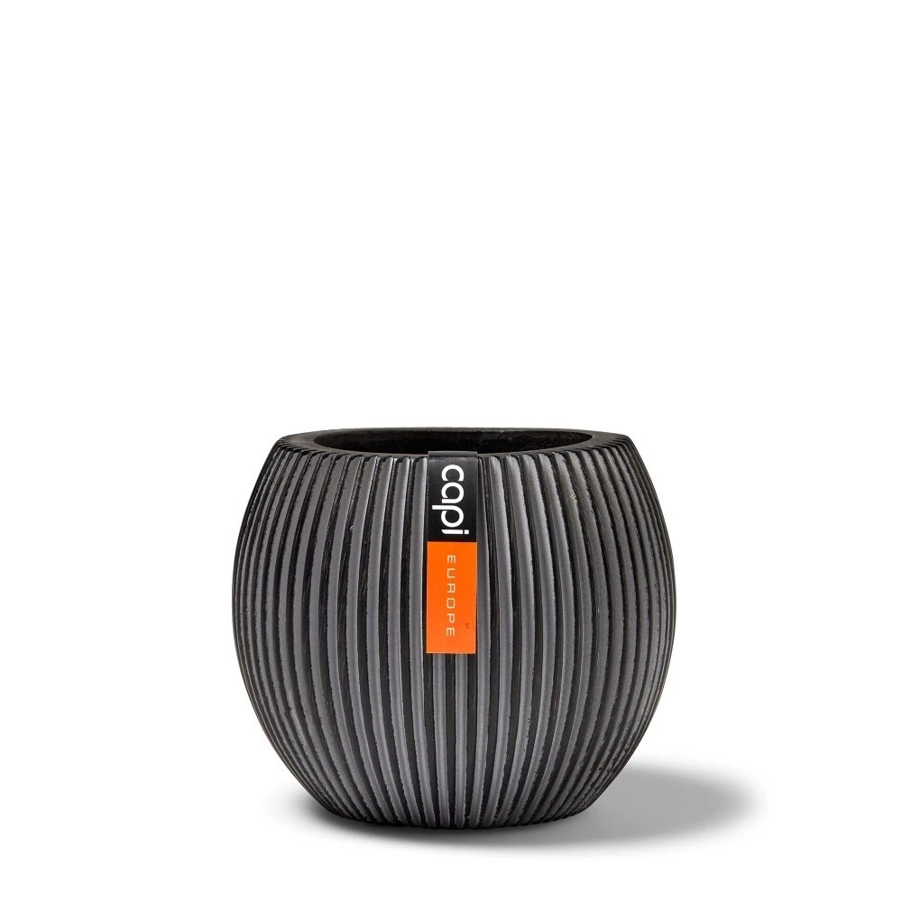 Capi Europe Vaas Bol Groove 18x15 Zwart