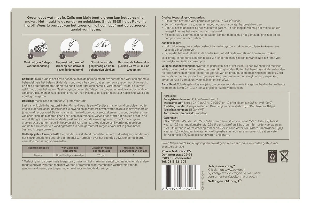 Pokon Onkruid Weg! 5kg Voor 250m² - Afbeelding 2