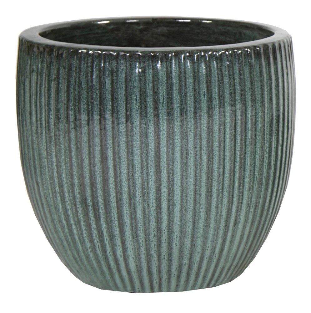 Portly Egg Rib Moss Green - Ø 37 X H 34 Cm