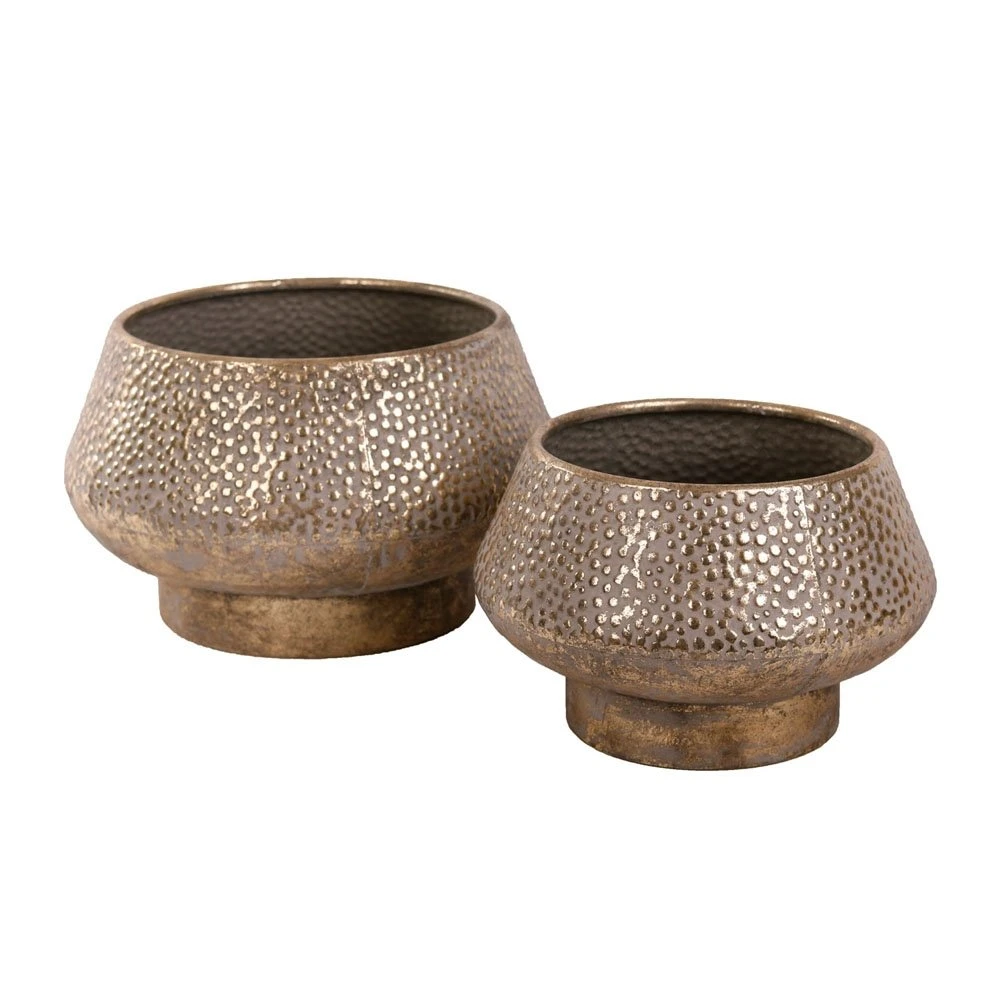 Pot Metaal White Gold - H 20,5 X D 32 Cm - Afbeelding 3