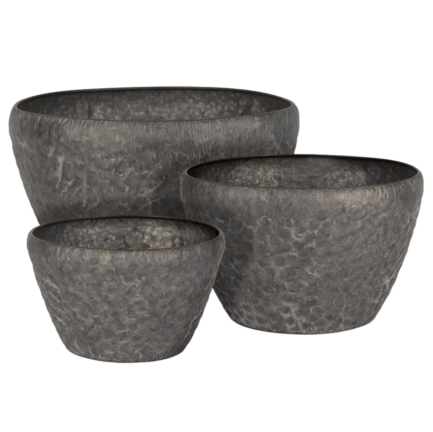 Schaal Metaal Antique Grey - Ø 33,5 X H 20 Cm - Afbeelding 2