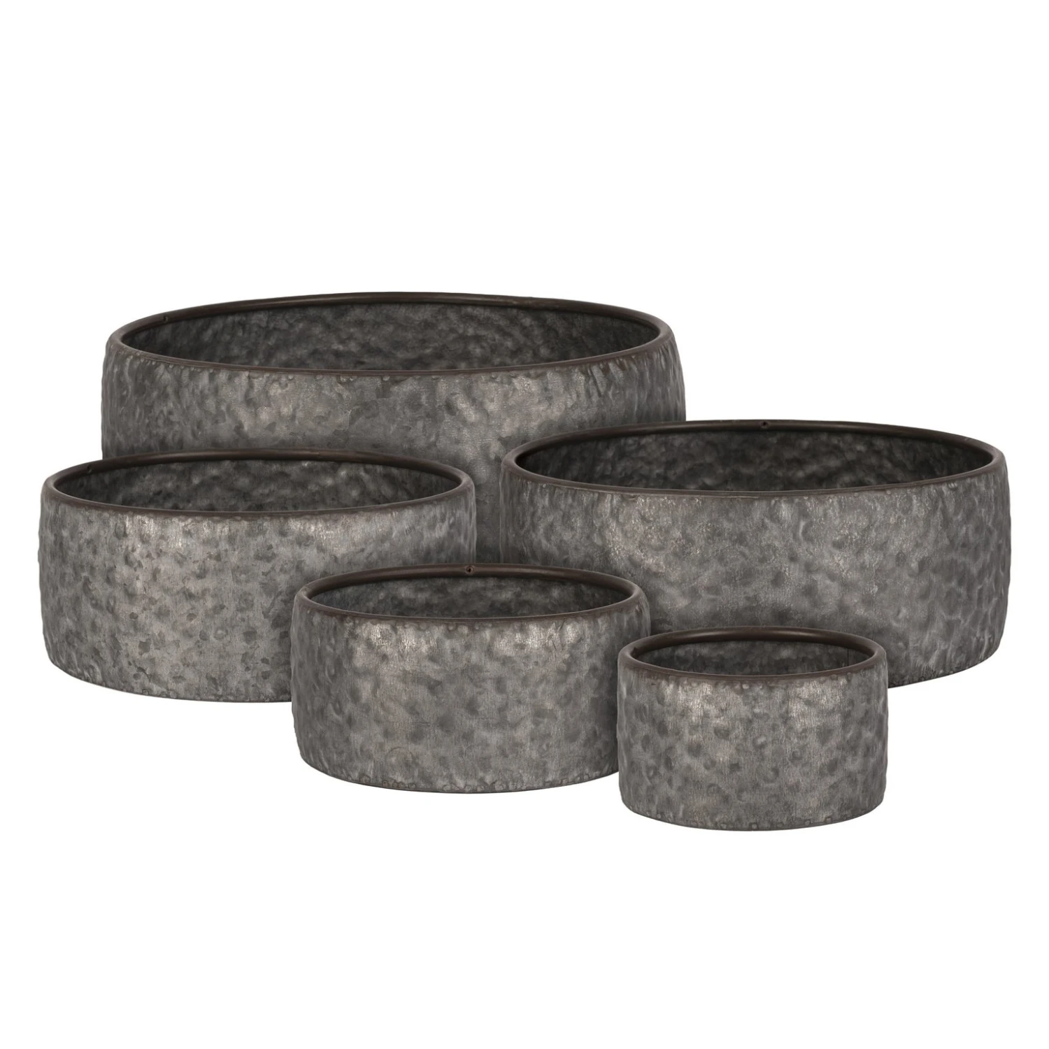 Schaal Metaal Antique Grey - Ø 35 X H 12,5 Cm - Afbeelding 2